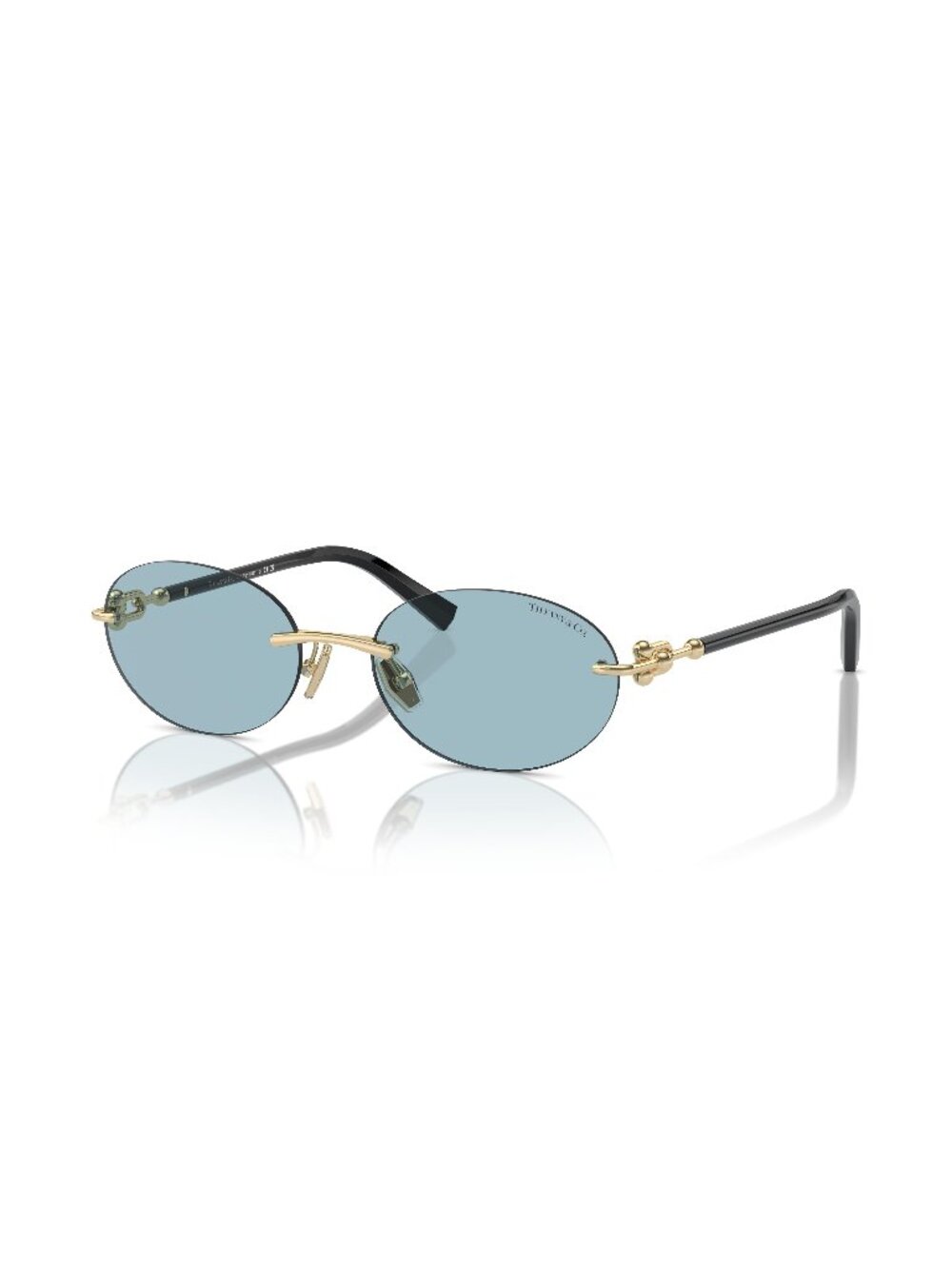 New Tiffany Women's Sunglasses Gold Round Blue Lens Metal Frame TF3104D 602180